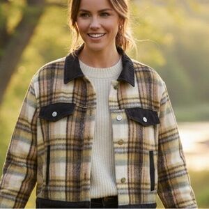 FOR THE REPUBLIC FARM-CHIC PLAID JACKET. NEW WITH TAGS